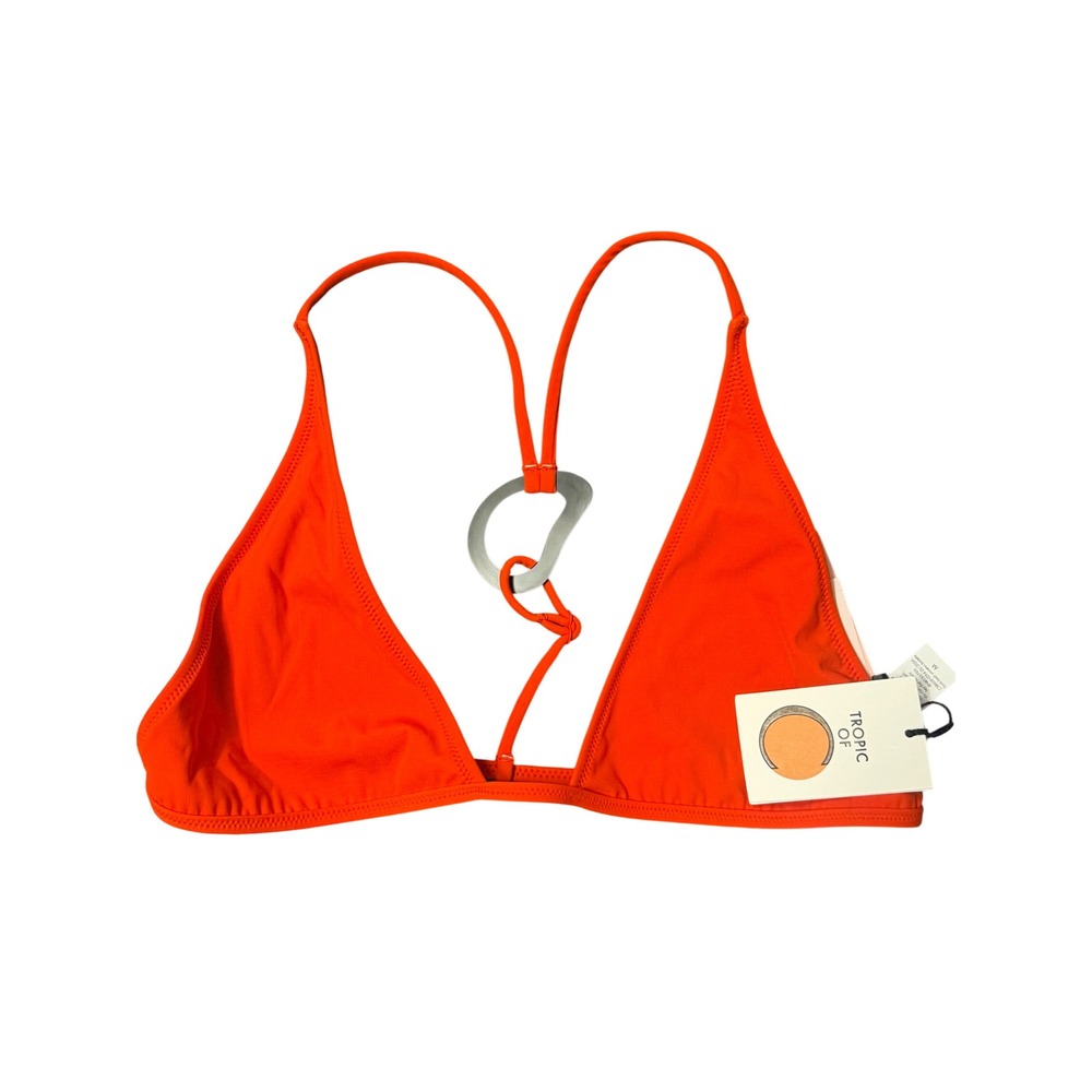 Tropic of C Universo Bralette Bikini Top Orange Medium Eorb Back Ring Detail NWT